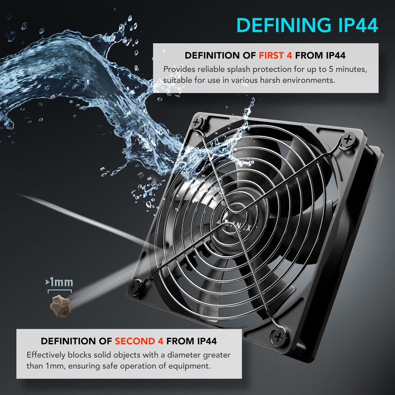 [Australia - AusPower] - ANEXT, 120mm 12V DC Fans, Moisture-Proof Fan 2 Packs, 3000 RPM High Speed, 3 Wires 3-Pins Waterproof Fan, for RV Refrigerator 