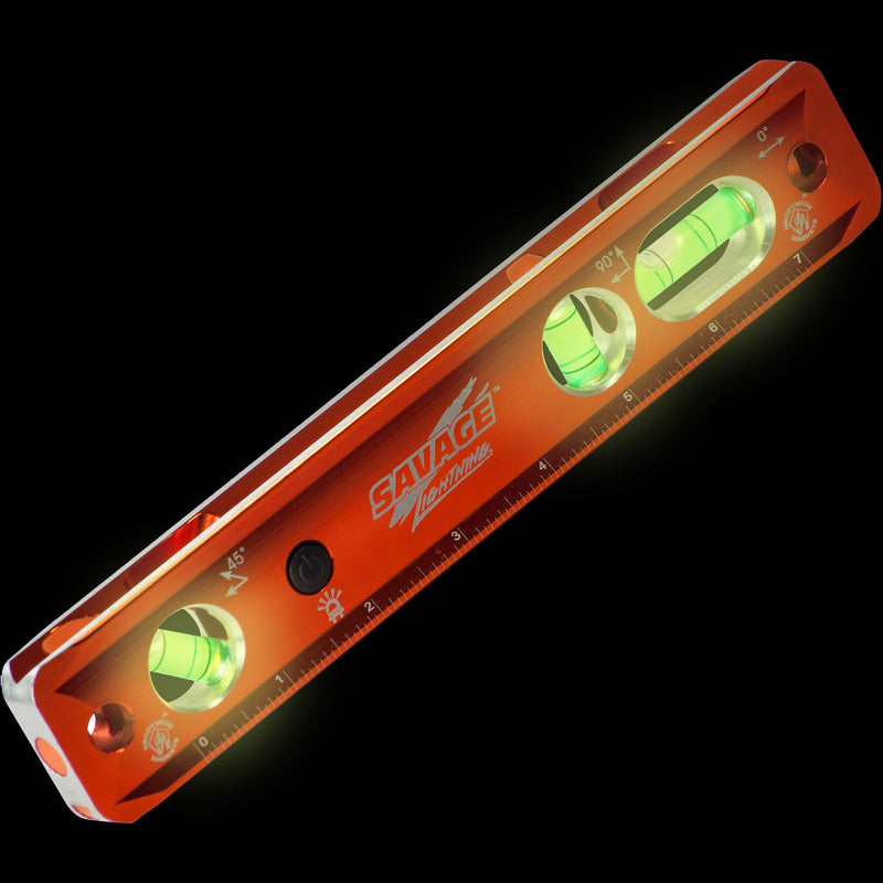[Australia - AusPower] - Swanson Tool Co TLL049M Savage Lightning Aluminum Torpedo Magnetic Illuminated Levels, 9", 3 Vials 9" 9" Illuminated Magnetic 