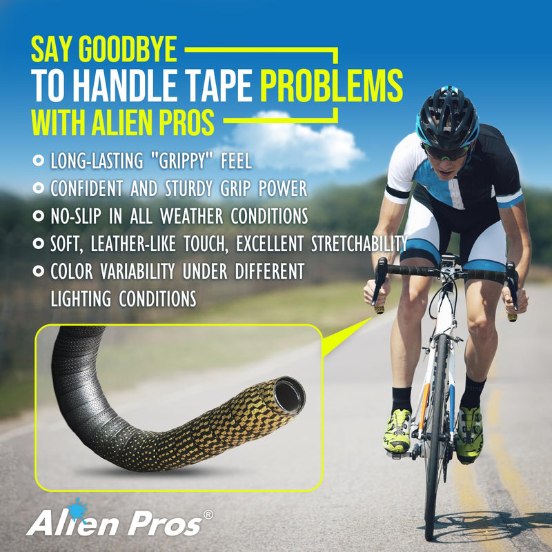 ALIEN PROS Set of 4 Black & Gold Chameleon Bike Handlebar Tape - Elevate Your Ride with Stylish, Comfortable, and Color-Shifting PU Tape for Enhanced Grip with These Bicycle Handle bar Tape