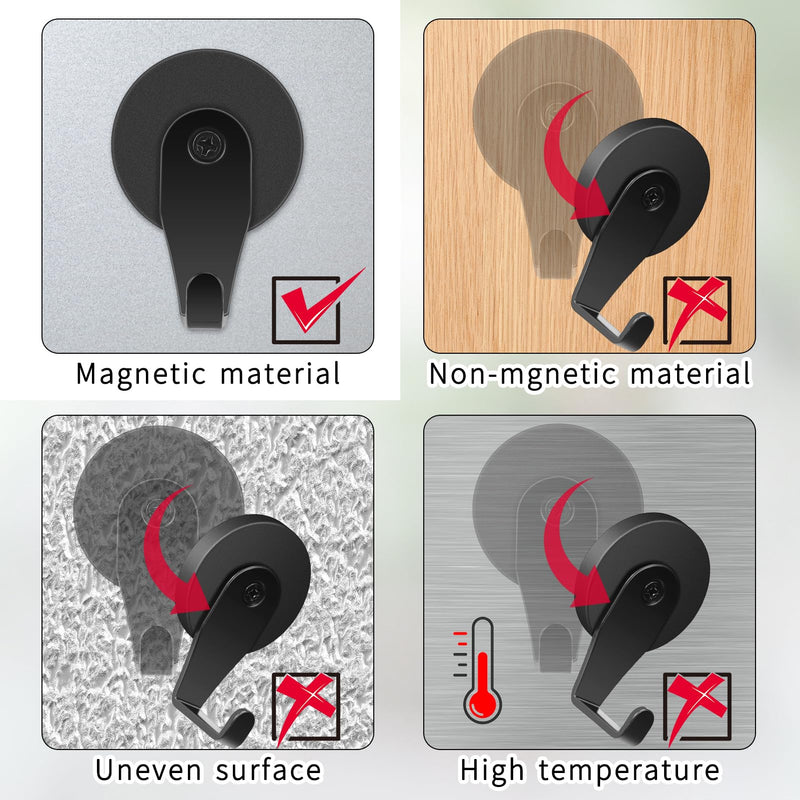 [Australia - AusPower] - FYY Magnetic Wreath Hanger, 2 Pack Heavy Duty Magnets with Hook for Refrigerator, Christmas Decoration Magnetic Hooks for Metal Front Door, Cruise Hook Hanger for Hanging Cabins Grill Coat Pattern 1 B Pattern 1 Black - 2PCS 