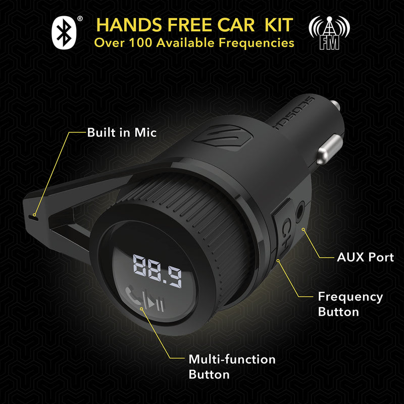 [Australia - AusPower] - Scosche BTFM5 Bluetooth Hands-Free Car Kit with Digital FM Transmitter and Dual 12W USB Charging Ports For Vehicles Dual USB-A, 12W Black 