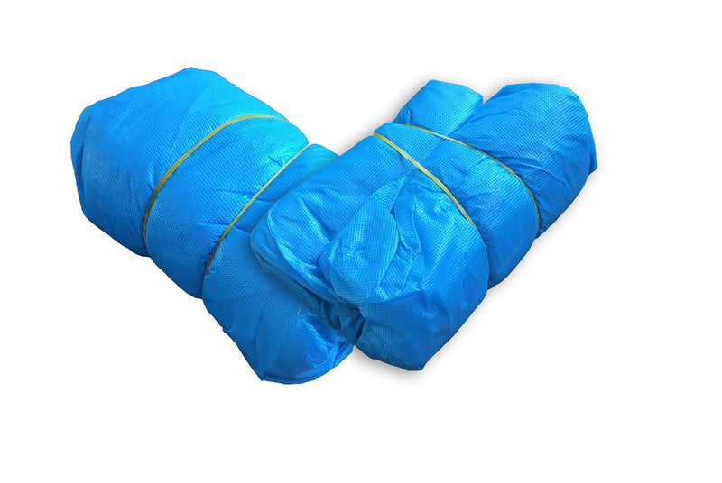 [Australia - AusPower] - Pack of 100 Shoe Protectors Single-Use, Disposable Polyethylene Chloride Tiga-Med Quality Blue 