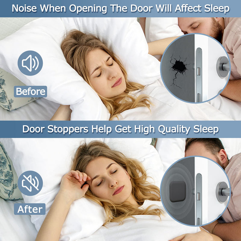 [Australia - AusPower] - XoYoZo Door Stoppers Wall Protector Buffer Guard Doorknob Door Handle Bumper Self Adhesive Silencer Soft Rubber Crash Pad for Home Office Square-Black 