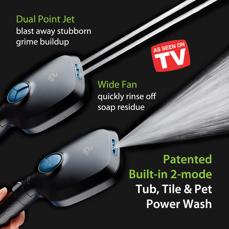 AquaCare 4X High Pressure 10 Spray Mode Filtered Showerhead - Handheld Shower Head Filters Chlorine to Heal Dry Skin, Revive Hair - Dual Power Wash Cleans Tub, Tile, Pets - Hard Water Softener, Black Square Matte Black