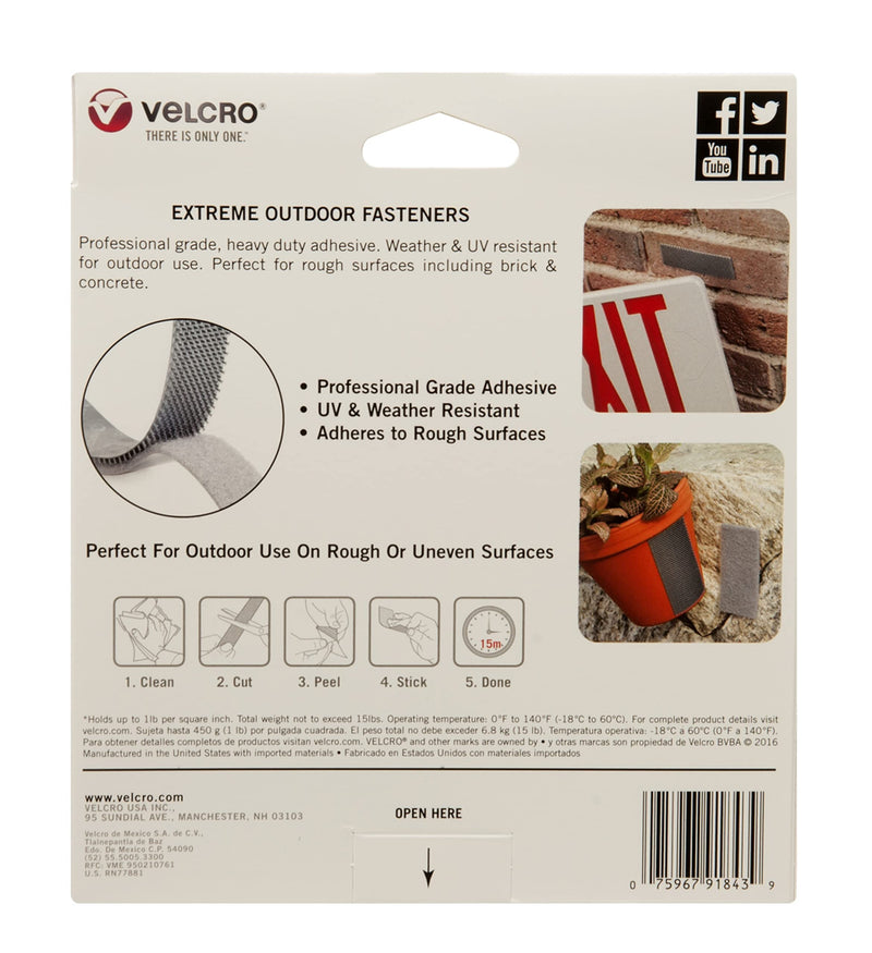 [Australia - AusPower] - VELCRO Brand Extreme Outdoor Heavy Duty Tape | 10Ft x 1 In | Holds 15 lbs | Black with Stick on Adhesive | Strong Weather Resistant Holding Power - 91843 
