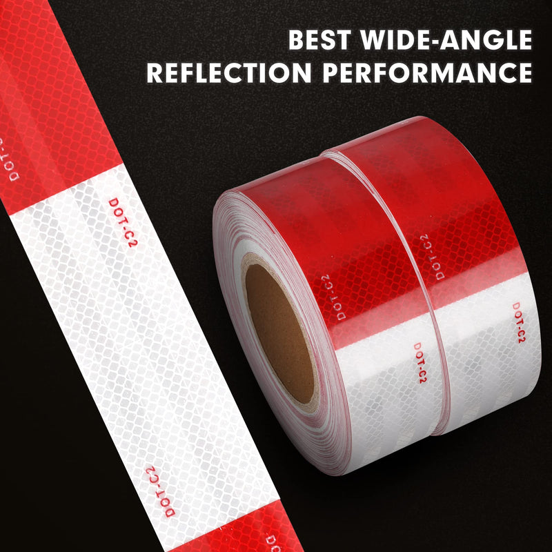 [Australia - AusPower] - WAENLIR 2 inch x 200Feet Reflective Safety Tape DOT-C2 Waterproof Red and White Adhesive conspicuity tape for trailer, outdoor, cars, trucks 200FT 