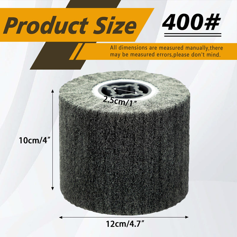 [Australia - AusPower] - SALI Non Woven Wire Abrasive Drawing Polishing Burnishing Wheel Flap Brush Wire Brush Drum Surface Conditioning Tool for Metal Surface Polishing Grinding Removing Rust 120x100x19mm (400 Grit) 400 Grit 
