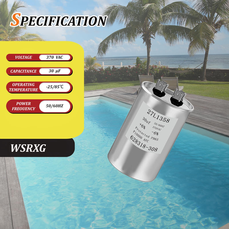 [Australia - AusPower] - 628318-308 27L1358 30 MFD 370V Pool Pump Motor Capacitor Replacement Compatible Motor Run Capacitor 