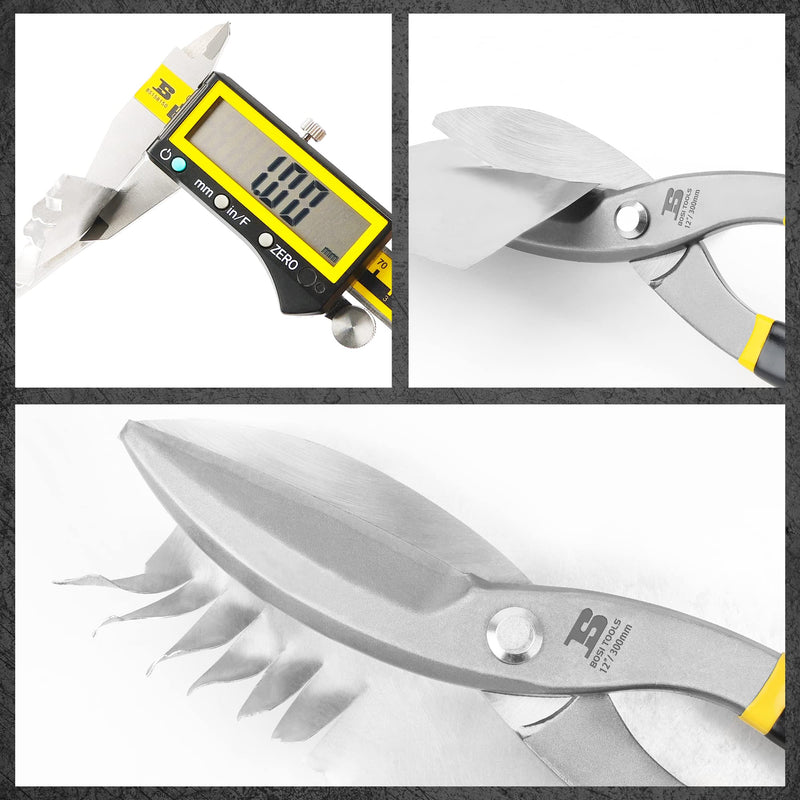 [Australia - AusPower] - Tin Snips 12 Inch Flat Blade Metal Cutters Straight Shears Heavy Duty Drop Forged Carbon Steel Blade with Comfortable Rubber Dipped Handle for Cutting Sheet Metal 