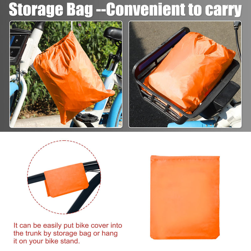 uxcell Bike Cover Outdoor Waterproof Bicycle Cover Sun Dust Wind Proof Bike Rain Covers for Mountain Road Electric City Bike Orange X-Large