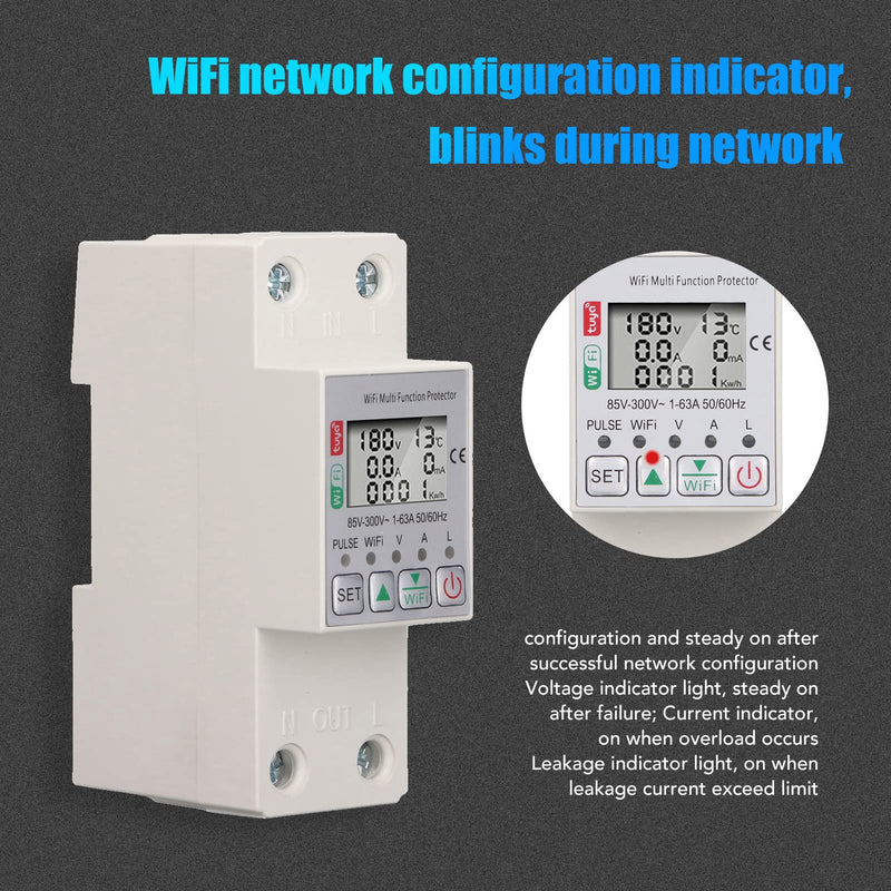 [Australia - AusPower] - Smart Power Meter Switch - Electricity Voltage Current Meter - Power Monitor Energy Meter - Smart Energy Circuit Breaker - AC85‑300V 63A 