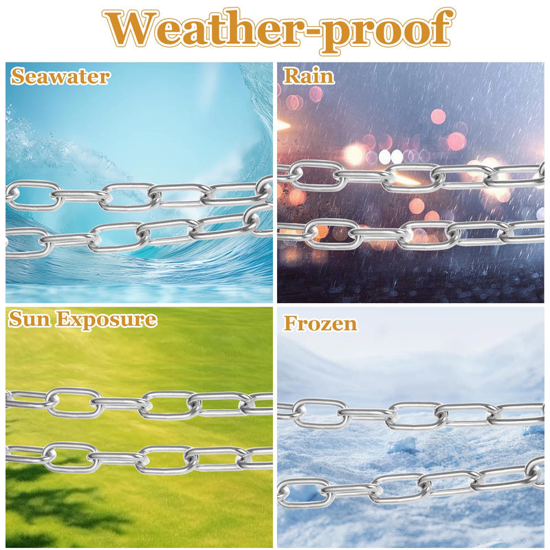 [Australia - AusPower] - 1/8" Stainless Steel Link Chain, Galvanized Metal Chain, 26.2 Ft Small Strong Chain Link Chain, Utility Metal Decorative Chain Camping Pet Dog Chain Hanging Chain for Bird Feeder Planters Signs 