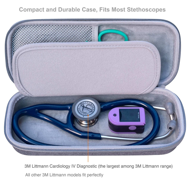 [Australia - AusPower] - ButterFox Premium Stethoscope Case with Divider and ID Slot for 3M Littmann Classic III, Cardiology IV Diagnostic and More Stethoscopes with Pocket for Nurse Accessories (Gray Heart) Gray Heart 