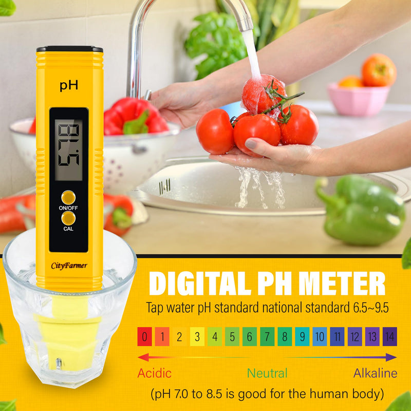 [Australia - AusPower] - PH Meter, Digital pH Meter, PH Meter for Water Hydroponics, with 3 Pack of Calibration Solution Mixture Included 