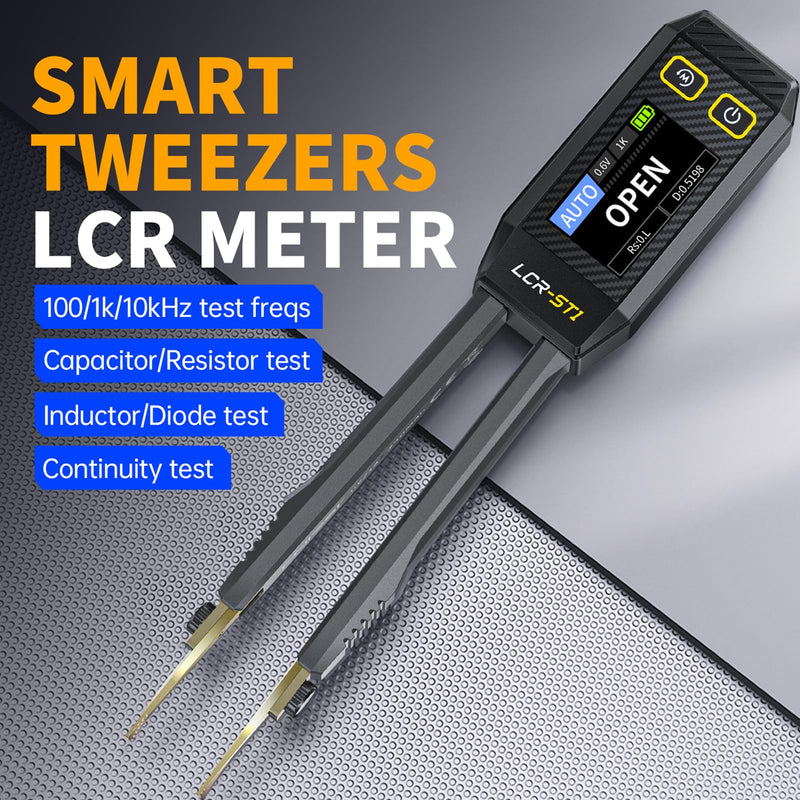 [Australia - AusPower] - LCR Meter Tester Smart Bridge Tweezer Kit LCR Digital Bridge Tester Digital Bridge Meter LCR Meter Resistance Inductance Capacity Component Test (LCR-ST1 Tweezer Bridge) 