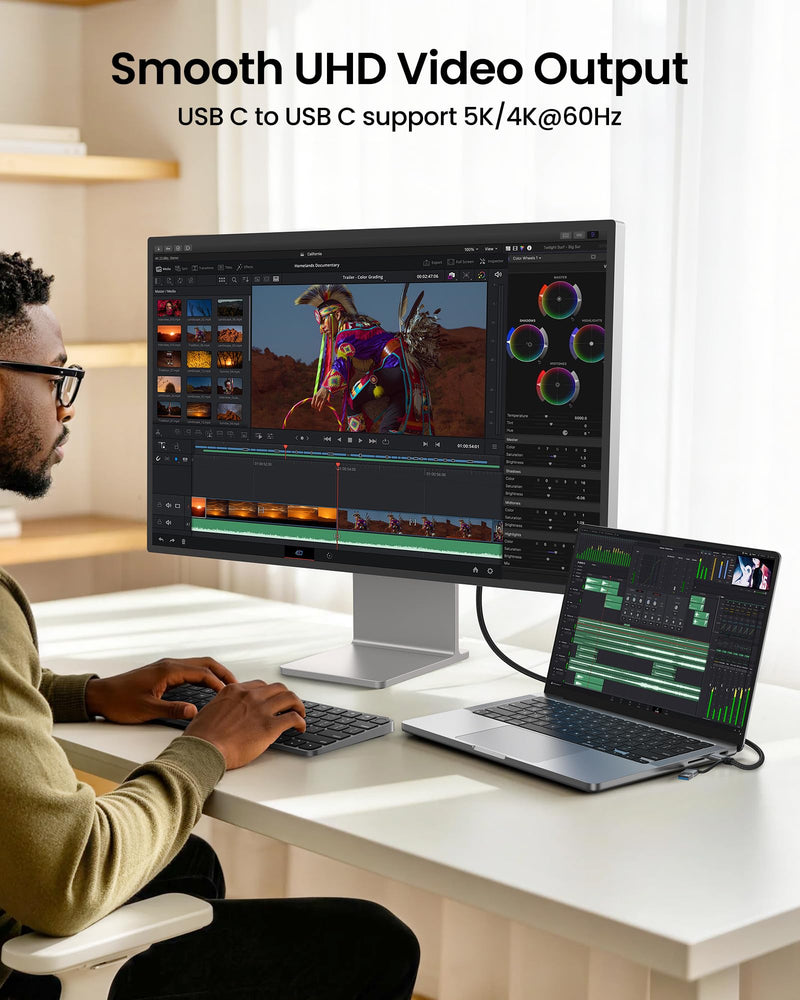 Silkland 2 in 1 USB A to USB C Data Cable 10Gbps, USB C to USB C 3.2 GEN 2x2 20Gbps Data Transfer, 15W/240W Fast Charging, USBC Monitor Video Cable for iPhone 17/16, Samsung S24/23, Macbook/iPad 6.6FT 6.6 Feet