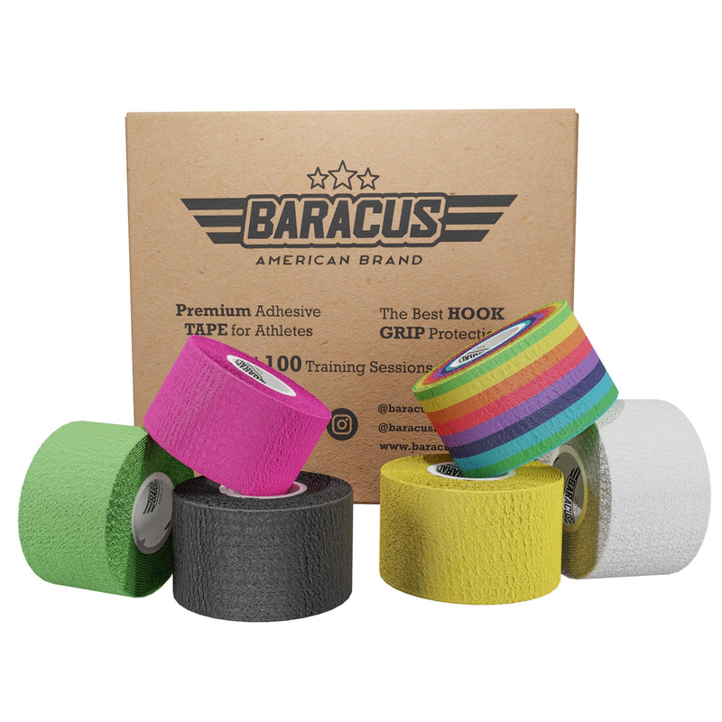 BARACUS Premium Thumb Tape Cross Training and Weightlifting for The Best Hook Grip - 23 ft Long - WOD Tape Chalk and Sweat Proof - Hook Grip Lifting Athletic Thumb Tape (EliteBox) Elitebox