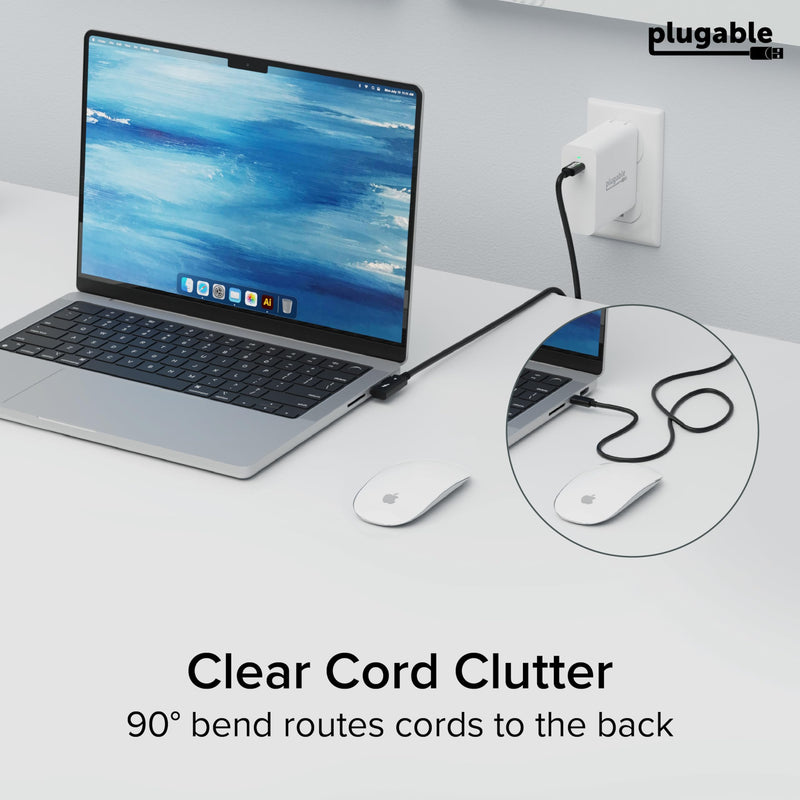 Plugable Thunderbolt 4 Cable Right Angle 40Gbps with 240W EPR Charging, 8K Display, Intel Certified 2.6 Feet (80CM) Compatible with USB4, Thunderbolt 3, USB C, iPad, MacBook, Windows (TBT4-240W-80CMR)
