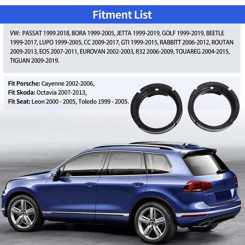 [Australia - AusPower] - RED WOLF Car Door Speaker Adapter Bracket 6.5 Inch Fit VW Volkswagen Passat Golf/Jetta/Beetle1999-2019, Porsche 2000-2006, Skoda 2005-2013 Install Aftermarket Speaker Adapter Spacer Ring 