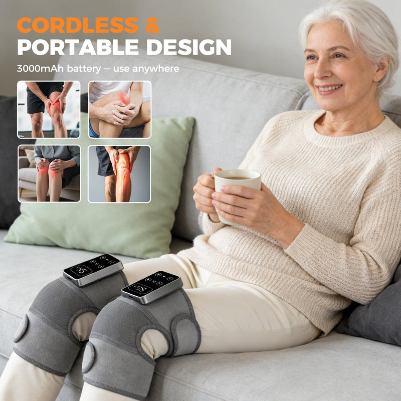 YAZHI Cordless Knee Massager for Pain Relief – Electric Heated Knee Brace, 5 Heat Levels & 3 Massage Modes, Gifts for Men and Women 2pack 2pcs