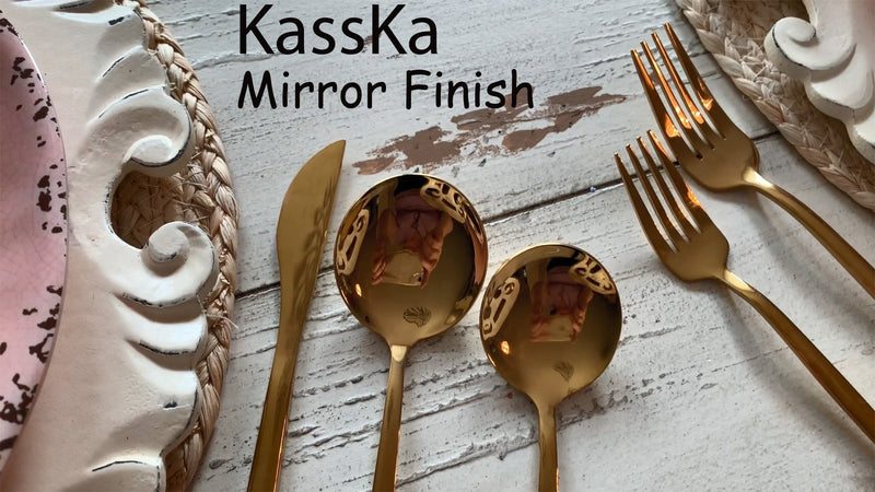 Black Silverware Set, KassKa 20 Pieces Flatware Cutlery Set, Stainless Steel Utensils Set Spoon Fork Knives Set for Home Restaurant and Kitchen, Mirror Polished Finished, Service for 4 Mirror Black 1