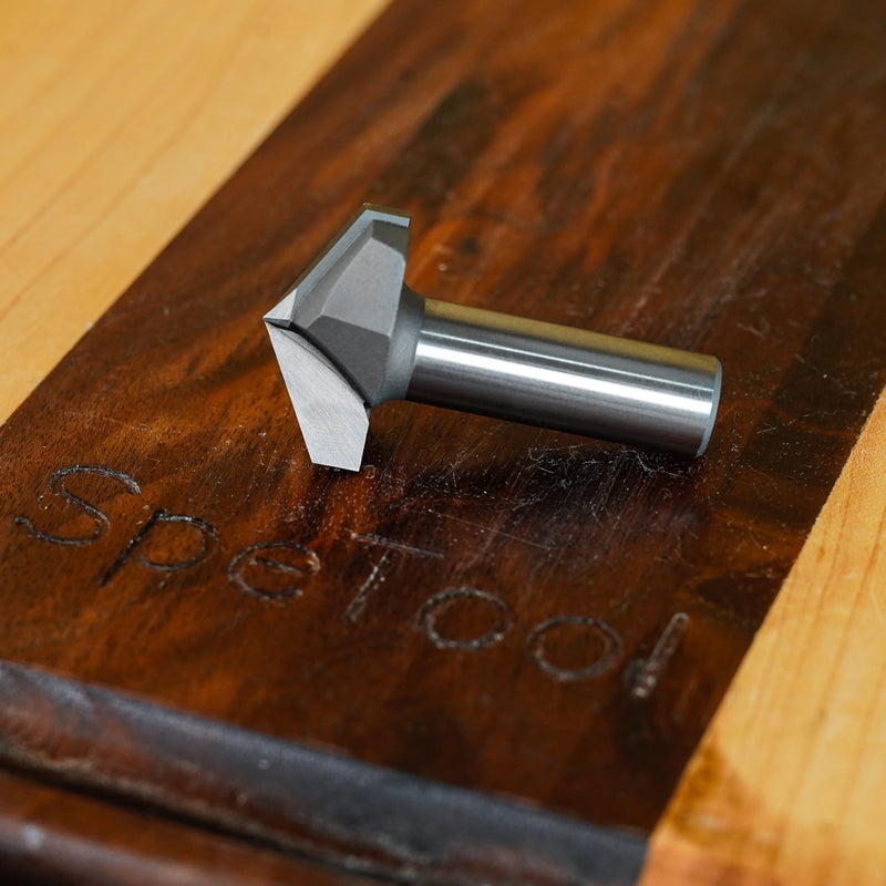 SpeTool 120 Degree V Groove Router Bit 1/2 Inch Shank 1-1/4 Inch Cutting Diameter, Carbide Tip CNC V Bit for Woodwroking Chamfer Bevel Cutter Engraving Tool 120°-D1/2"