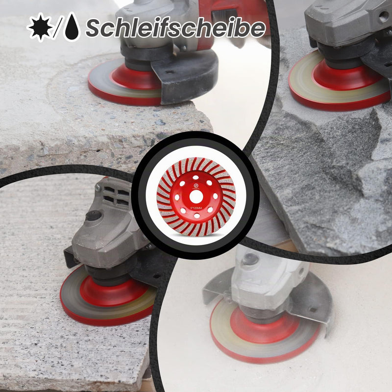 FOCSTOL Diamond Cup Wheel - 125 mm x 22.23 mm Turbo Series Grinding Wheel for Concrete Granite Marble Masonry Artificial Stone for Angle Grinder 125mm turbo