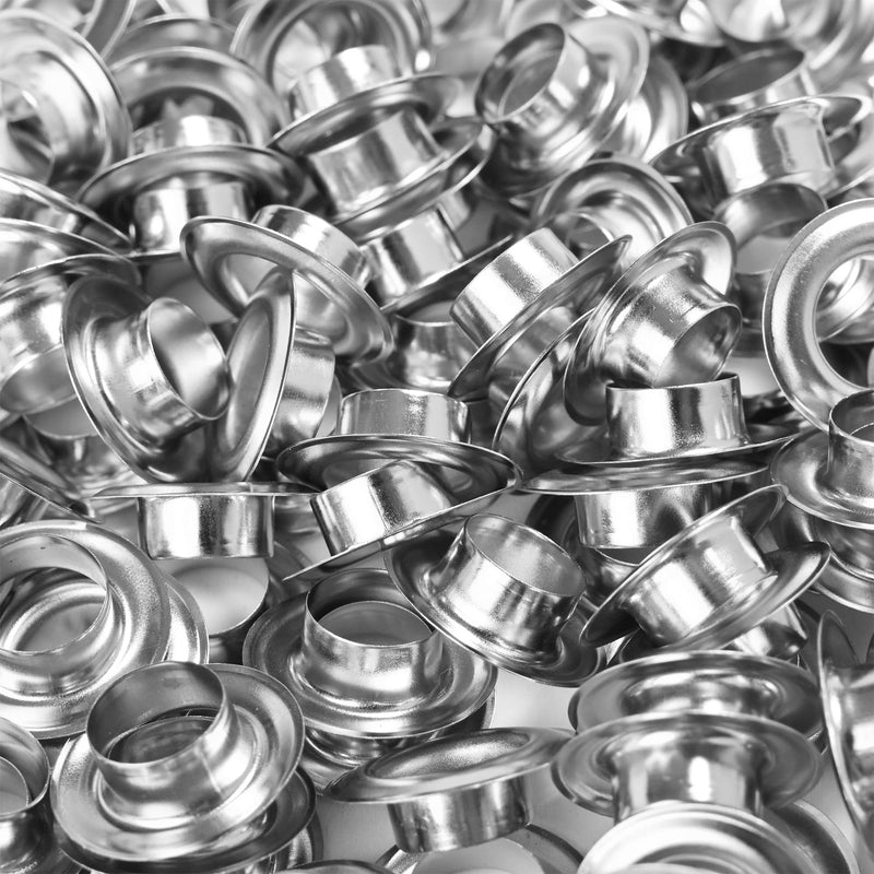 [Australia - AusPower] - KING PIECES 1000pcs Grommets 3/8 Inch (10mm) Washers and Grommets Kit for Grommet Tool, Banner & Posters Metal Grommets Eyelets for Fabric Clothes Leather Belt Punching Silver 1000pcs 3/8 Inch 
