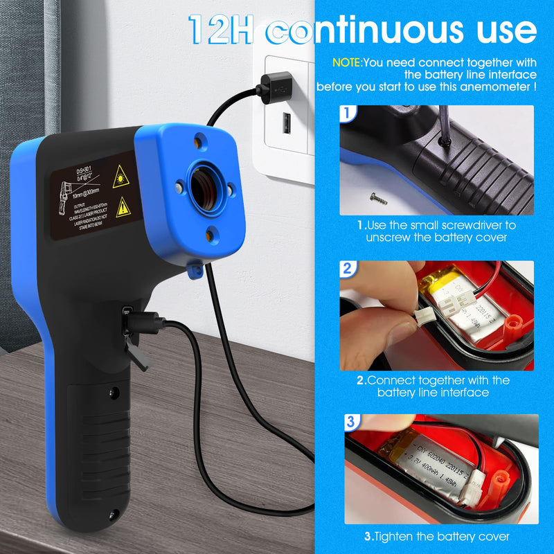 AIOMEST High Temp Thermometer Gun -58℉~2912℉, Pyrometer D:S=30:1 Dual Laser Industrial IR Temperature Meter w/Touch Buttons (NOT for Human Temp) blue