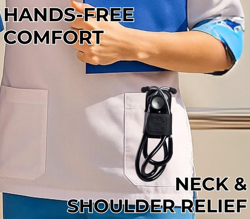 [Australia - AusPower] - Vet Tech Gifts for Women/Men, PU Leather Stethoscope Hip Holder Lightweight Portable Holster Clip for Vet Tech Week, Birthday, Christmas, Fits Most Stethoscope - Black 01-Best-Black 