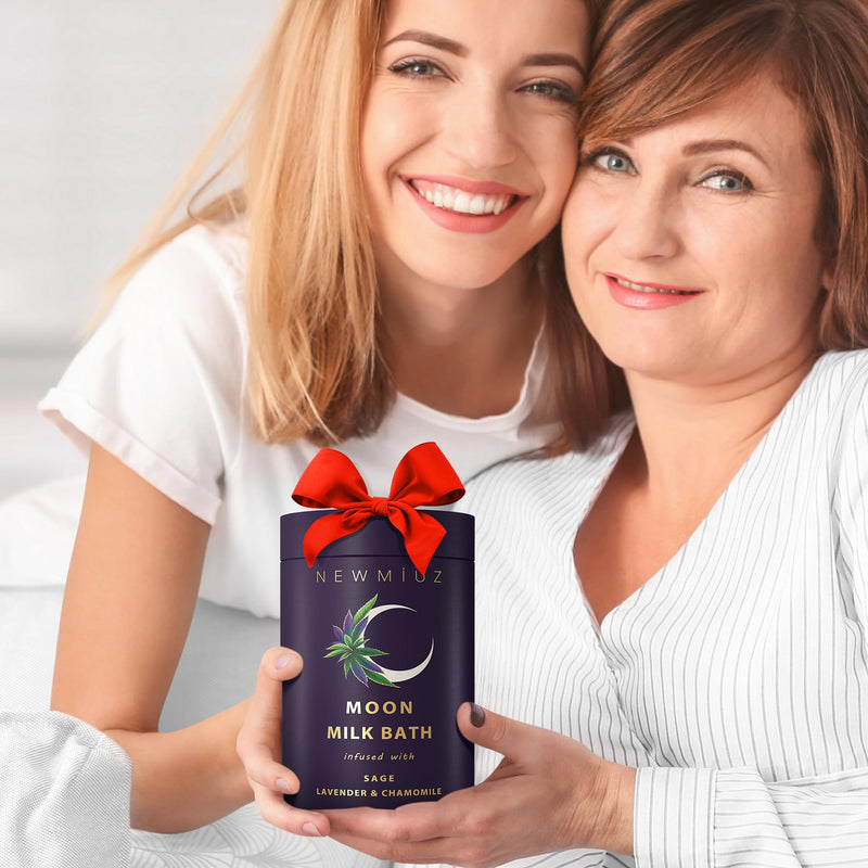 Cleansing Sage Moon Milk Bath Soak - Lavender Chamomile - Moisturize & Soften Skin Spiritual Stress Relief Gifts for Women Destress Luxury Spa Bath Salt Powder Birthday Perfect Stocking Stuffers