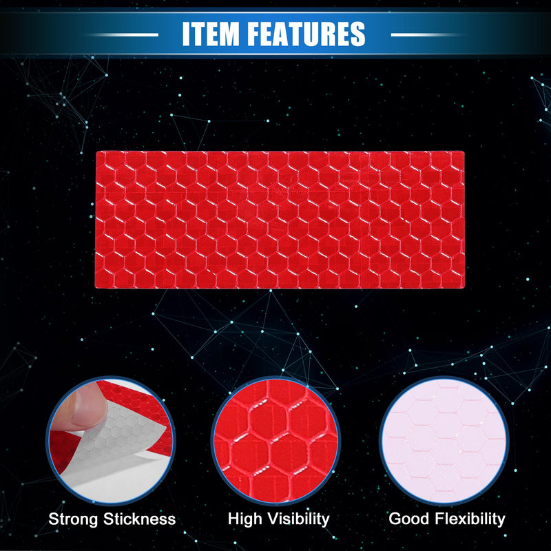 20 Pcs Reflective Stickers, 3.11"x1.18" Rectangle Shape Safety Tape Reflector Universal for Cars Trucks Trailers Waterproof PET Red