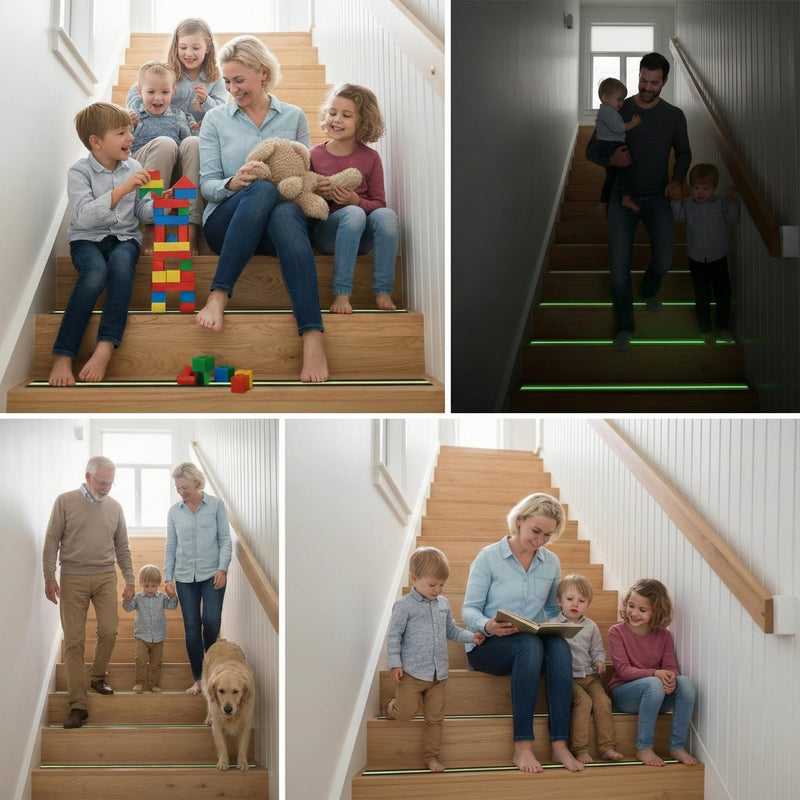 Glow in The Dark Anti Slip Tape for Stairs 2 Pack Safety Grip Strips 2in x 16.4ft Waterproof Non Skid Traction Tape for Indoor & Outdoor Steps Black with Bright Green Walk Caution Tape