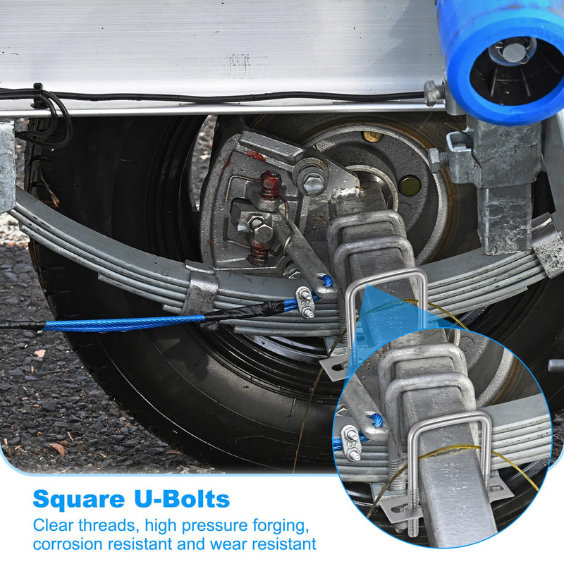[Australia - AusPower] - PATIKIL M6x30x50mm Square U-Bolts Kit, 2Set 304 Stainless Steel Square U Shaped Bolts Replacement Parts with Frame Plates and Nuts for Ski Board Sailboat Trailer M6*30*50mm 