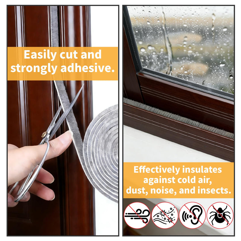 Weather Stripping Door Seal - Self-Adhesive Draft Blocker, Soundproof Insulation Tape for Door Window Frame - 0.2"x0.35"x19.6ft for Winter, Front Sliding Door Gap