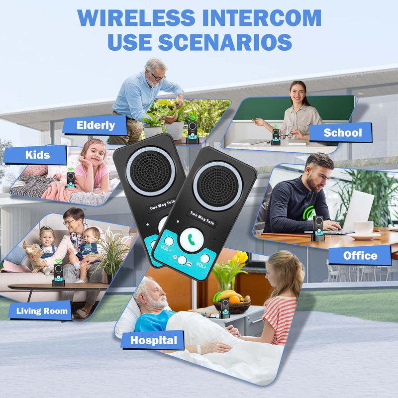 [Australia - AusPower] - Intercoms Wireless for Home, Full Duplex Long Range Wireless Intercom, 8 Volume Levels, 4 Chime Intercoms, 2 Way Intercom for Home, Business(1Pack Black) 