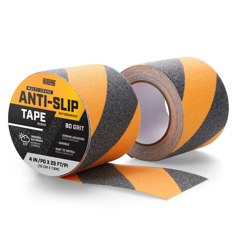Lockport Bundle - Black and Yellow Grip Tape 2 Rolls 4" x 25ft + Clear Grip Tape 2 Rolls 4" x 25ft - Anti Slip Tape