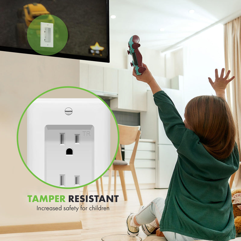 [Australia - AusPower] - TOPGREENER Recessed Duplex Receptacle Outlet, Tamper-Resistant, Size 1-Gang 4.48" x 2.76", 15A 125V, TG15RD31, White Recessed Outlet 1 Pack 
