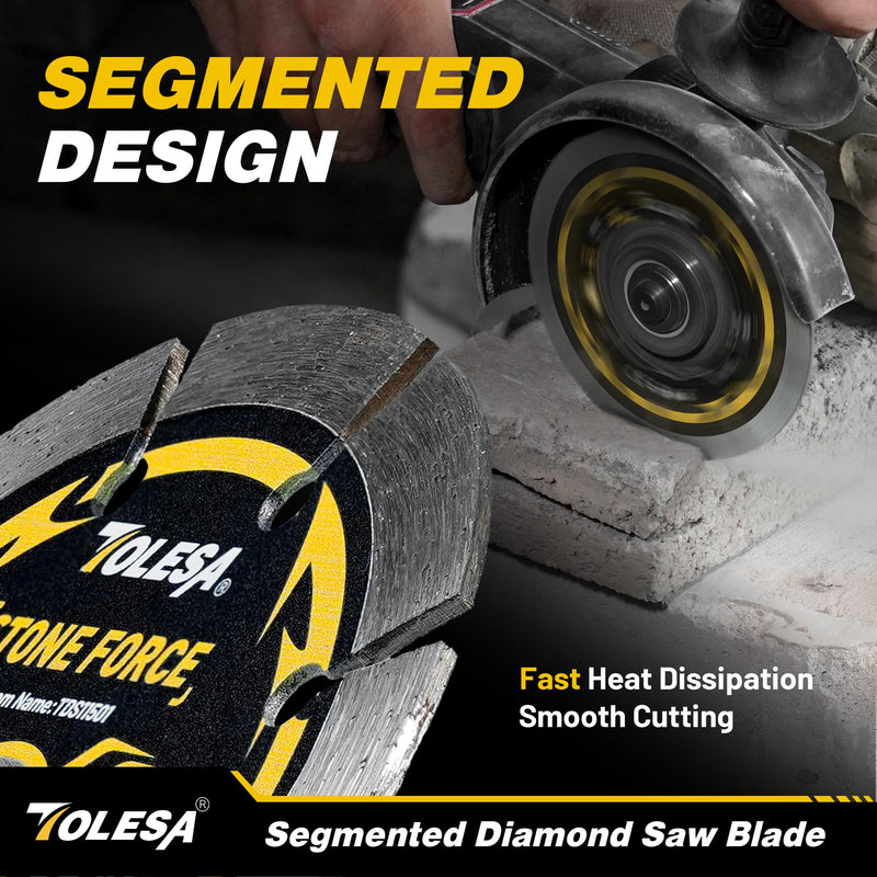 [Australia - AusPower] - TOLESA 5 Inch Segmented Diamond Blade for Angle Grinder, Diamond Cutting Wheel with 7/8" Arbor, 20mm & 16mm Adapter Ring, 5" Stone Blade Fast Cut Masonry, Concrete, Brick (3-Pack) 