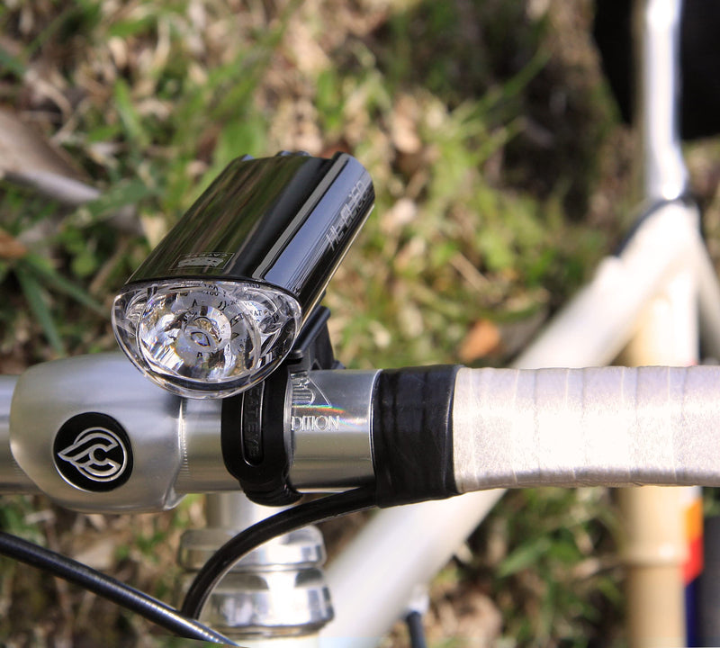 CATEYE HL-EL160 Bike Headlight – IPX7 Waterproof 50 Lumen LED Light with OptiCube™ Lens, 250 Hour Runtime, Low Battery Indicator, AA Battery, Flextight™ Mount, Fits Road, Urban, MTB & Gravel Bikes