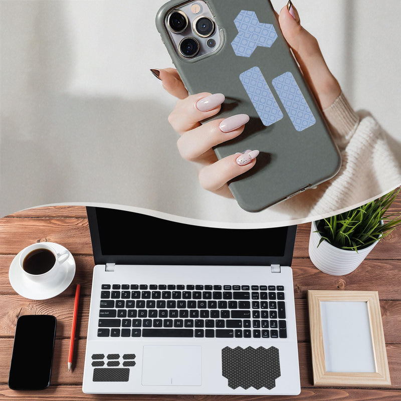 PATIKIL 1 Set Plum Blossom Pattern Phone Grip Tape, Universal Mouse Grip Strips Adhesive, Pre-Cut Strips Pre-Laminated Sweat Absorbing Adhesive Patches for Cellphone Laptop Mouse,Black Black