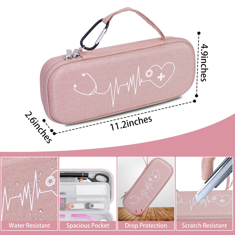 [Australia - AusPower] - Stethoscope Case for MDF Acoustica/MD One, 3M Littmann Classic III/Lightweight II S.E/Cardiology IV Diagnostic/CORE Digital Stethoscopes, Includes Mesh Pocket for Nurse Accessories - Pink 
