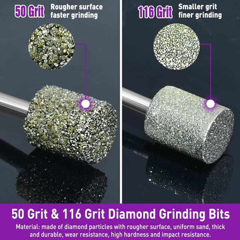 [Australia - AusPower] - Pack of 24 Diamond Burrs Compatible with Dremel, Diamond Grinding Pins, Grit 50 116, Diamond Cutter with 3 mm Shank Fit for Stone Glass Ceramic Carving, Grinding, Polishing, Engraving Körnung 50,Körnung 116 