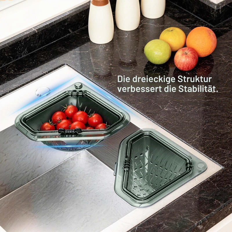 Generic 2 x Triangular Sink Strainer | Sink Organizer Rack, Detachable Strainer, Space Saving, Twist Lock for Kitchen Waste