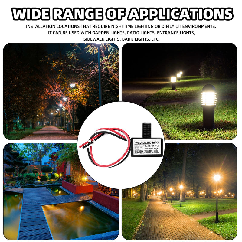 6pcs 105V-130V AC Photocell Light Sensor with Auto On/Off, Dusk to Dawn Photoelectric Switch for Outdoor Lighting Street Lights Control with Nuts & Washers 6