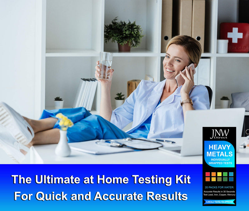 [Australia - AusPower] - Heavy Metals Water Test Kit - Drinking Water Test Strips with eBook - Quick and Accurate Testing Kits for Drinking Water - Test Iron, Copper, Mercury, and Lead - 20 Test Strips by JNW Direct 