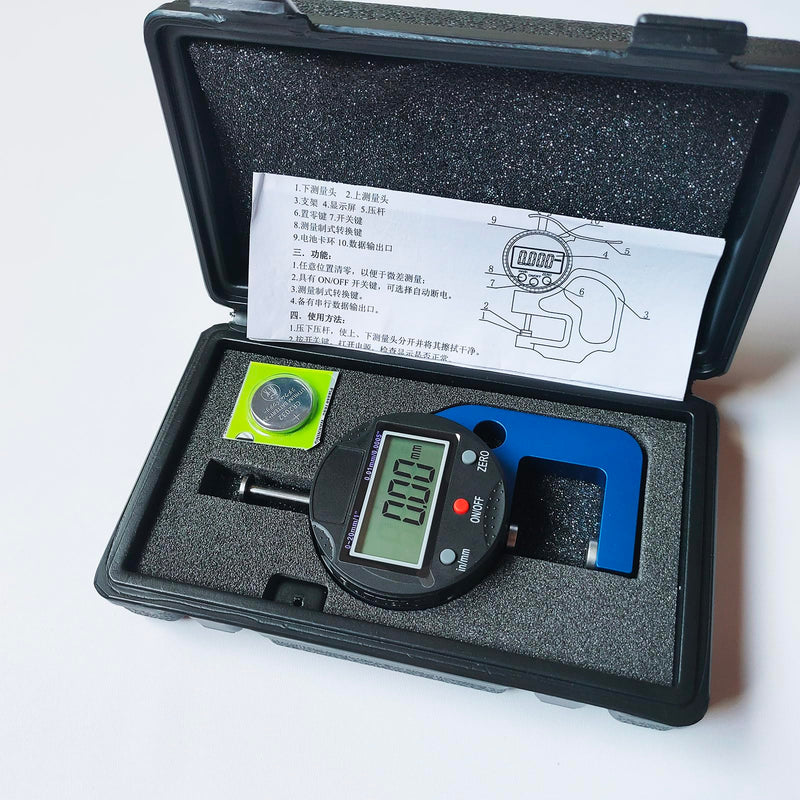 [Australia - AusPower] - Digital Micrometer Measuring Indicator Measuring Range 0.0005‘’/0.01mm 0-20mm Measuring Indicator, Digital Thickness Gauge for Leather, Paper, Sheet Metal and More. 