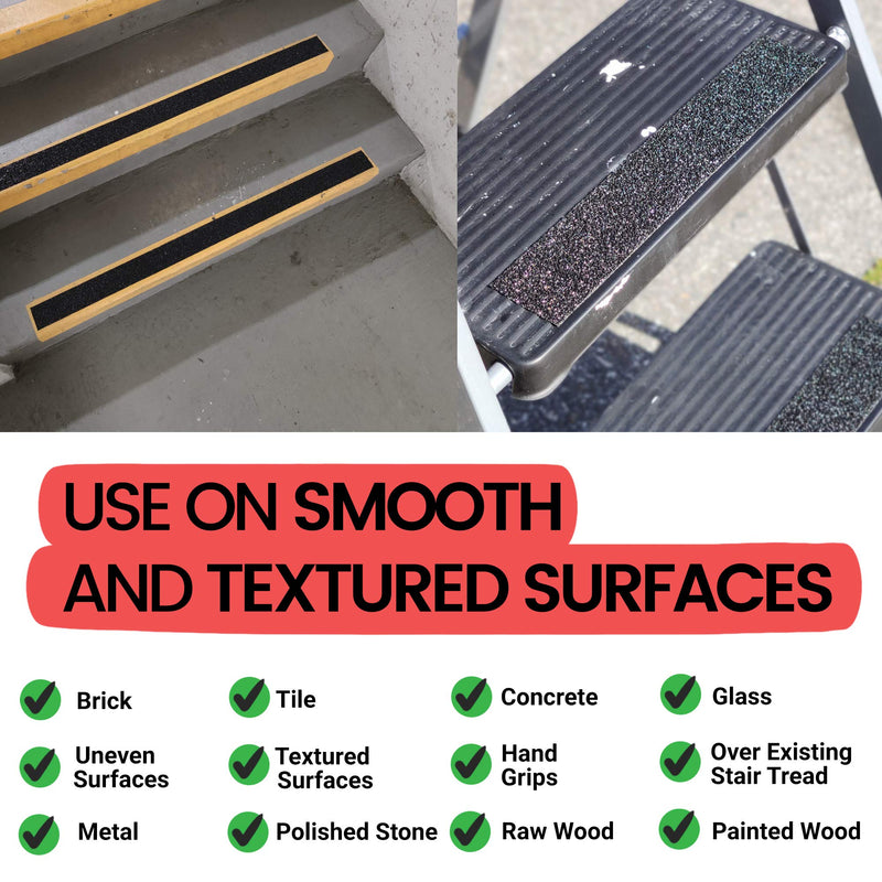 Vicious Black Extra Coarse Heavy Duty Anti Slip Safety Traction Tape | 4 Inch x 12 Feet | Indoor Outdoor Industrial Commercial Use | Waterproof, Oil Resistant, Durable