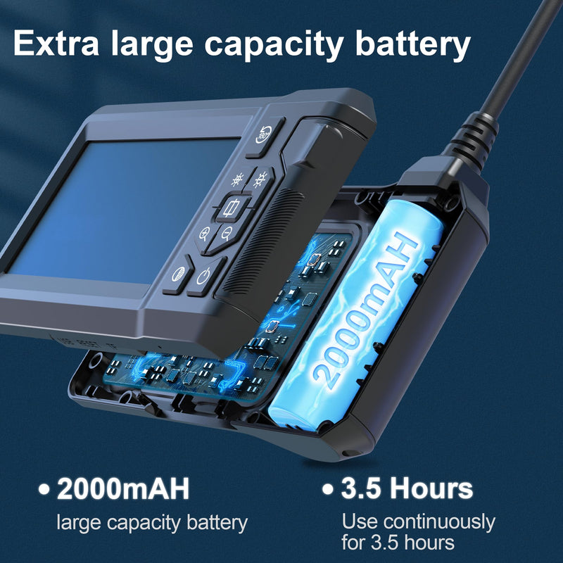 [Australia - AusPower] - 16.2 Feet Inspection Endoscope Camera with Light, 1080P HD Borescope Camera with Light, 4.3" IPS Screen, IP67 Waterproof Sewer Borescope, 16.2Ft Semi-Rigid Cord Drain Pipe Endoscope Cool Gadgets Tool 