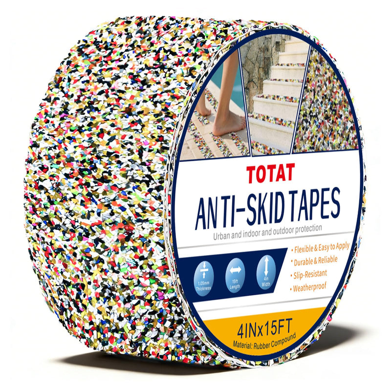 Anti Slip Stair Treads Outdoor Tape, 4" x15FTHeavy Duty Non-Slip Rubber Grip Tape Shower Waterproof Grip Tape Traction Tape for Pools Stairs Showers Bathroom Yellow & Black 4 IN